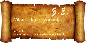 Záborszky Erzsébet névjegykártya